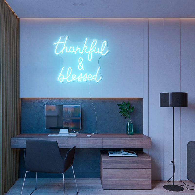 Thankful And Blessed Thanksgiving Neon Sign