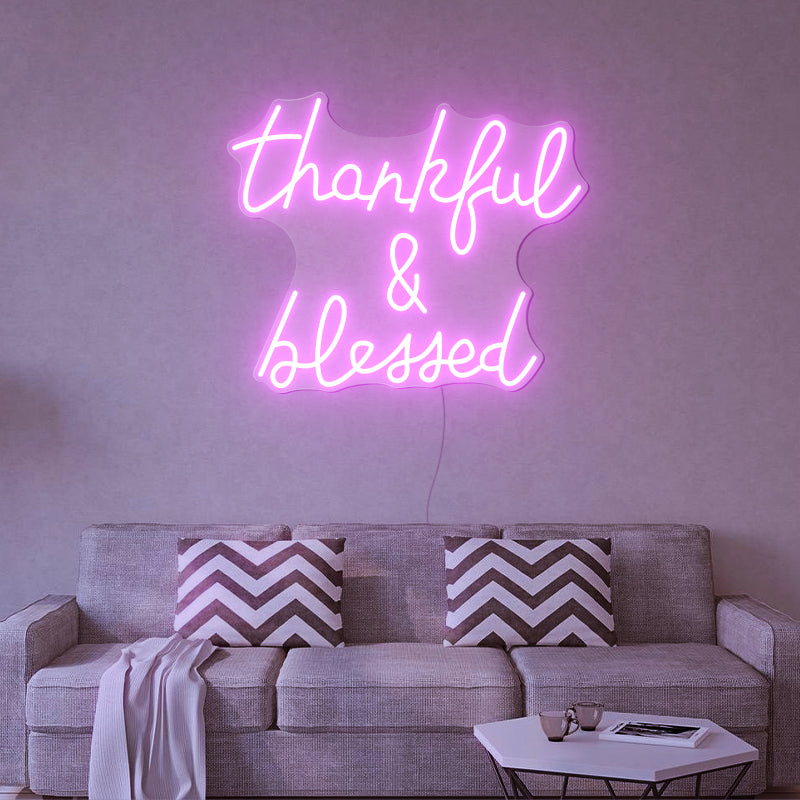 Thankful And Blessed Thanksgiving Neon Sign