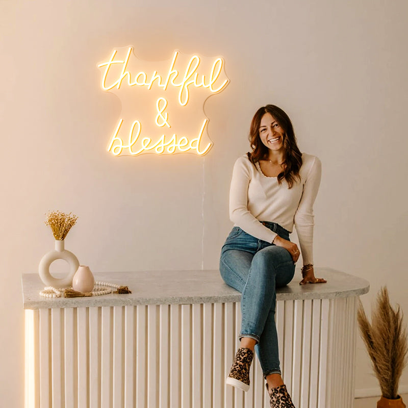 Thankful And Blessed Thanksgiving Neon Sign