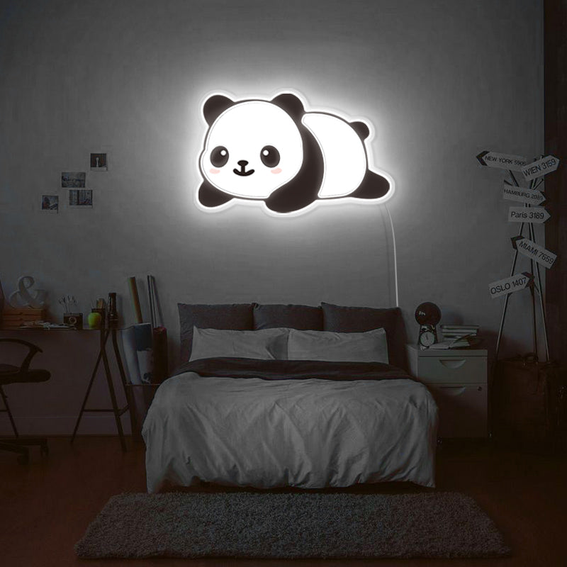 Enseigne au néon panda à impression UV pour chambre d'enfant