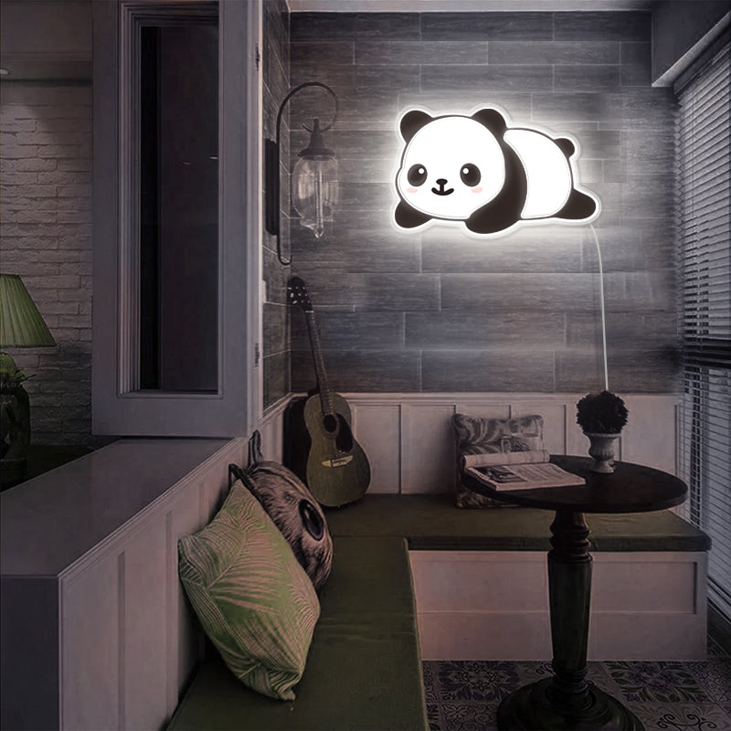 Enseigne au néon panda à impression UV pour chambre d'enfant