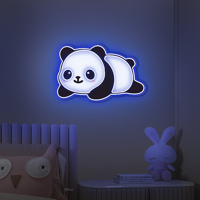 Enseigne au néon panda à impression UV pour chambre d'enfant