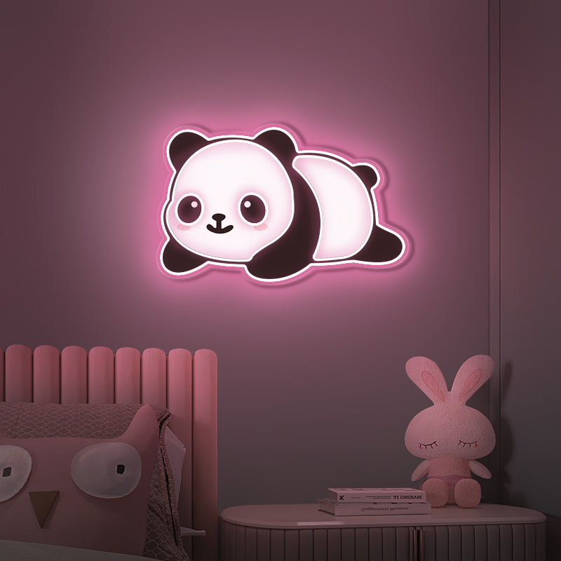 Enseigne au néon panda à impression UV pour chambre d'enfant