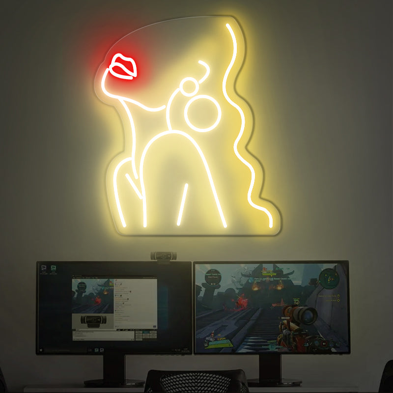 Neonschild in Frauenform für Schlafzimmer