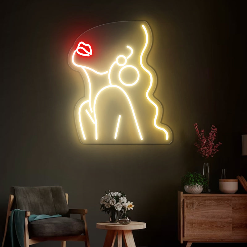 Neonschild in Frauenform für Schlafzimmer